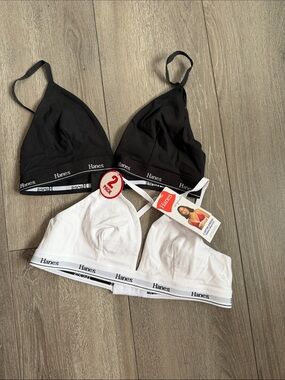 Hanes Black and White Bralette 2-Pack